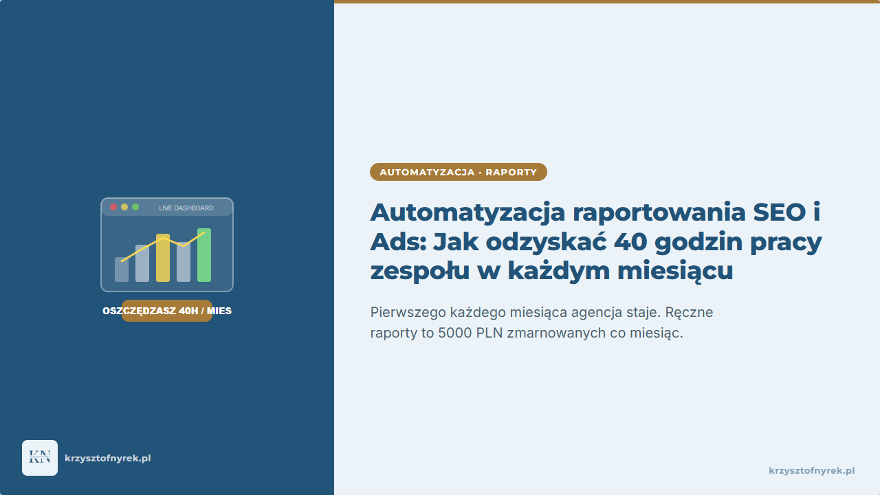 Automatyzacja raportowania SEO i Ads: Jak odzyskać 40 godzin pracy zespołu w każdym miesiącu