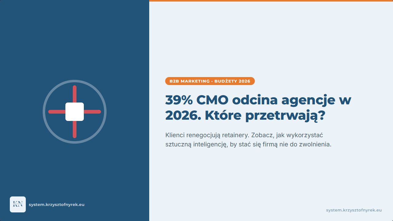 39% CMO odcina agencje w 2026. Które przetrwają i dlaczego?