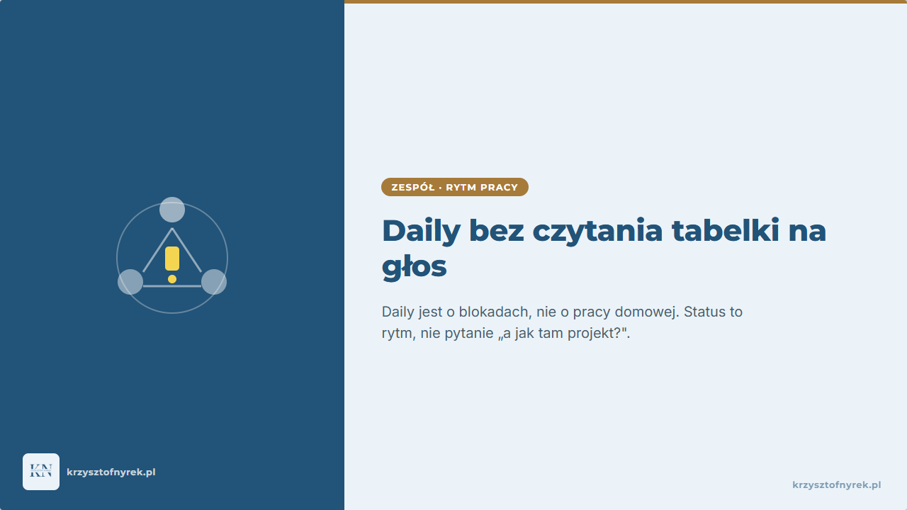 Daily, na którym nikt nie czyta tabelki na głos. I statusy, o które nikt nie musi pytać