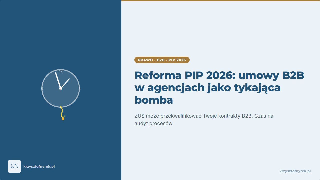 Reforma PIP 2026: Dlaczego umowy B2B w agencjach marketingowych stają się tykającą bombą i jak się zabezpieczyć