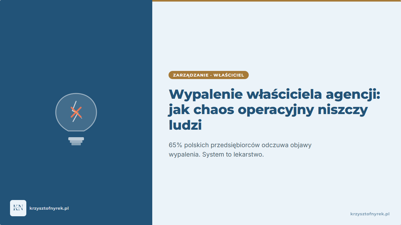 Wypalenie zawodowe właściciela agencji: jak chaos operacyjny niszczy ludzi (i jak to naprawić)