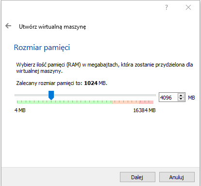 A setup window to allow you to grant RAM to your Virtual Linux Server