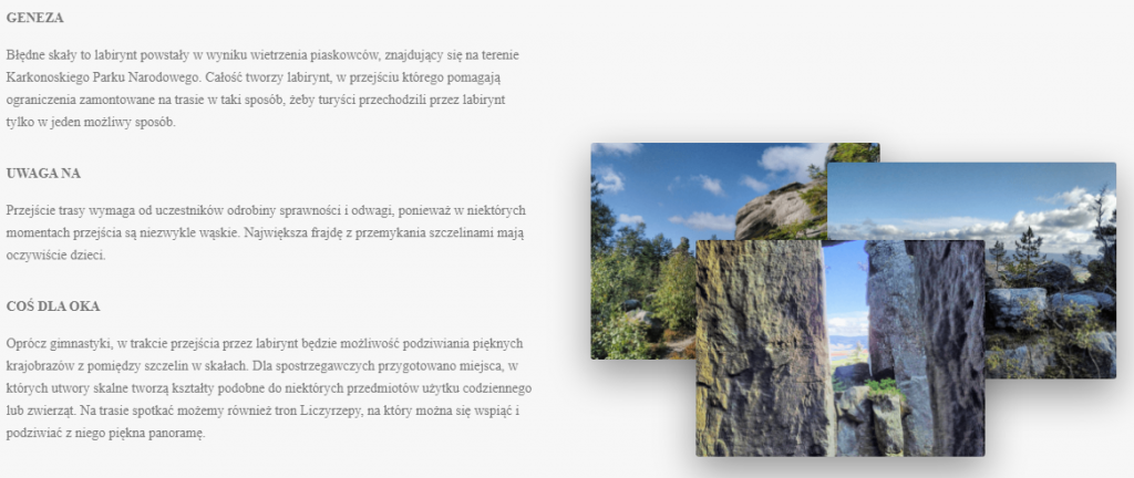 A piece of website made in Bledne Skaly project